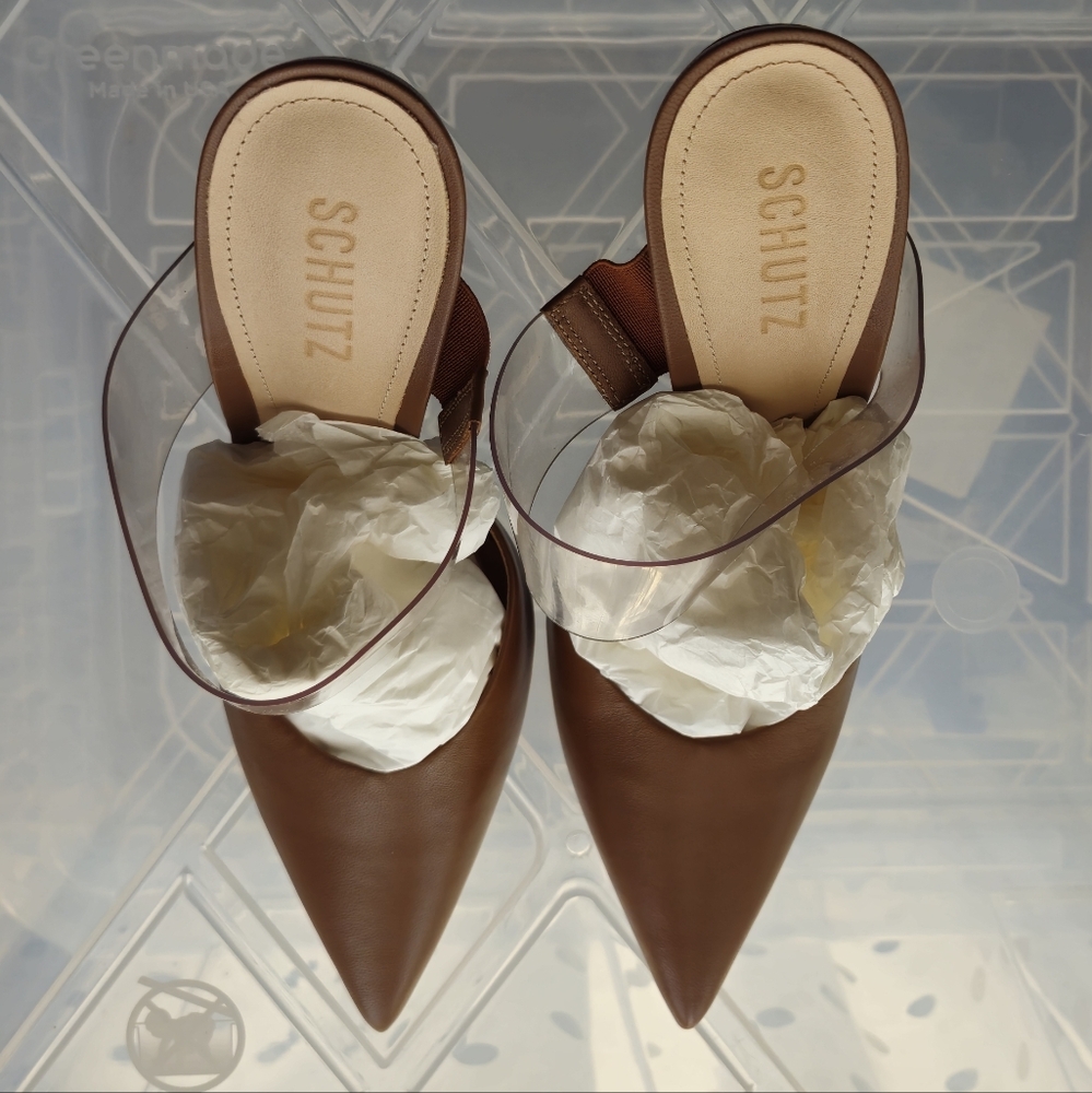 SCHUTZ Brown Pointed-Toe Mules